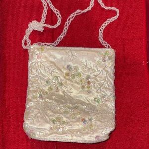 Elegant Cream Beaded Women's Bag